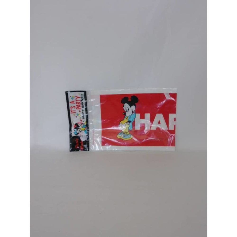 Vtg Disney Mickey Happy Birthday Banner Donald Minnie Goofy Plastic Party (5)